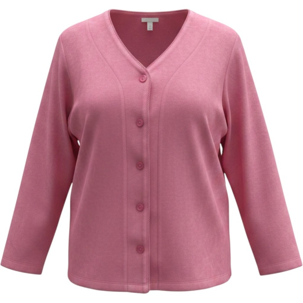 Karen Neuburger Pink Velour Button Front Sleepwear Top V-Neck Lounge L RN 90525